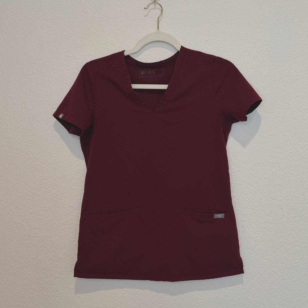 Figs Maroon Casma Scrub Top